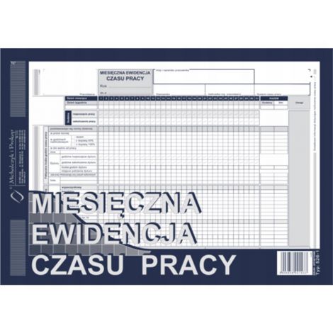 Druk MiP Ewidencja Miesięczna Czasu Pracy A4/40